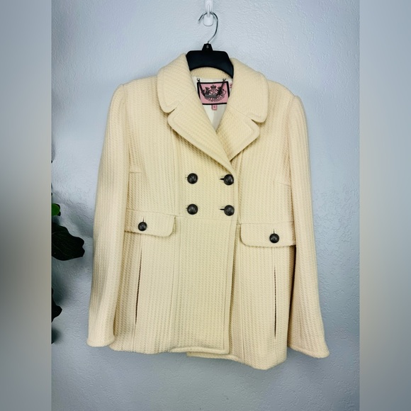 Juicy Couture Cream Ivory Double Breast Peacoat - Picture 3 of 9